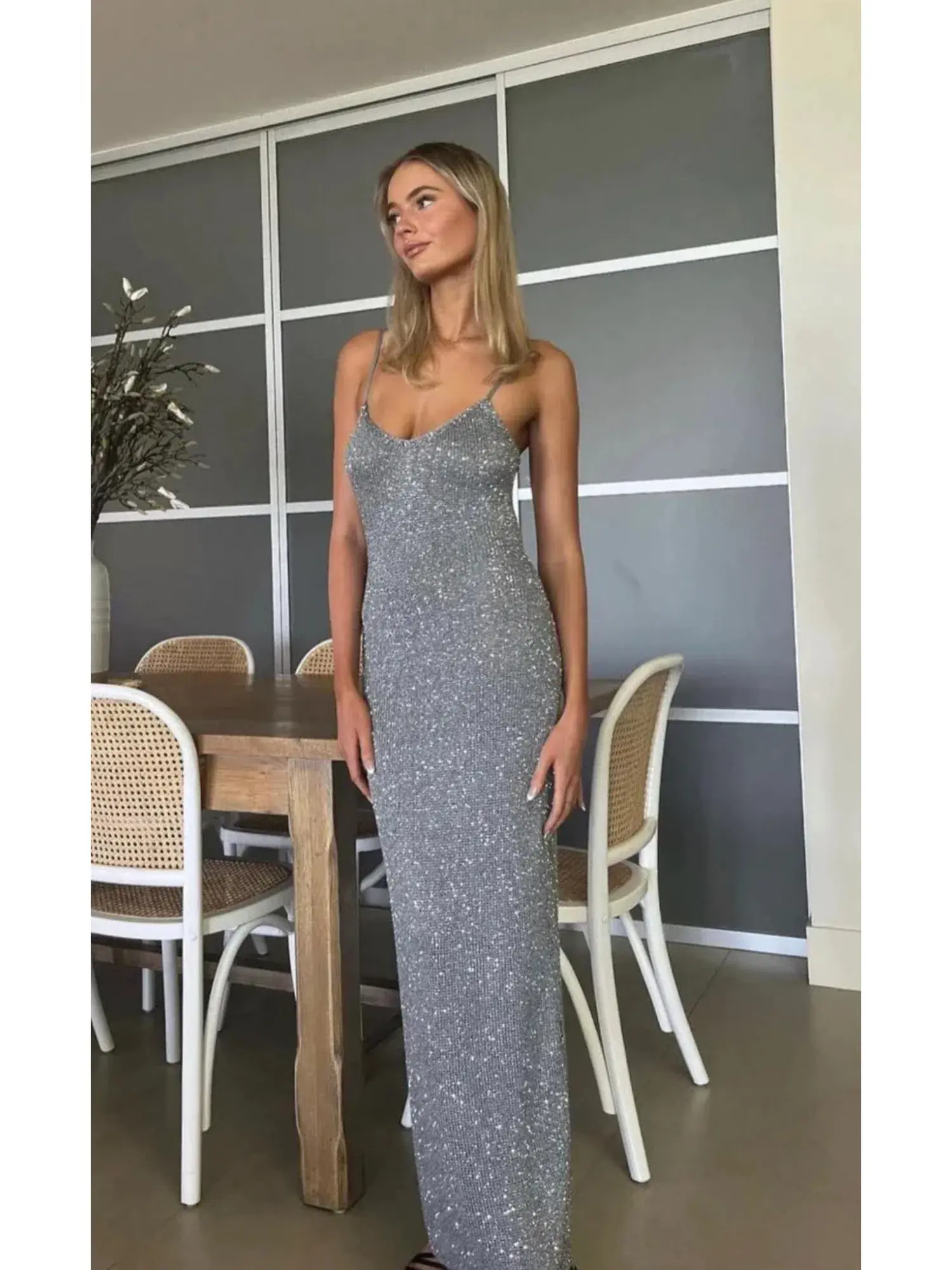 Bec & Bridge Sadie Sequin Knit Slip Dress in Charcoal Size M / AU 10 - Image 4