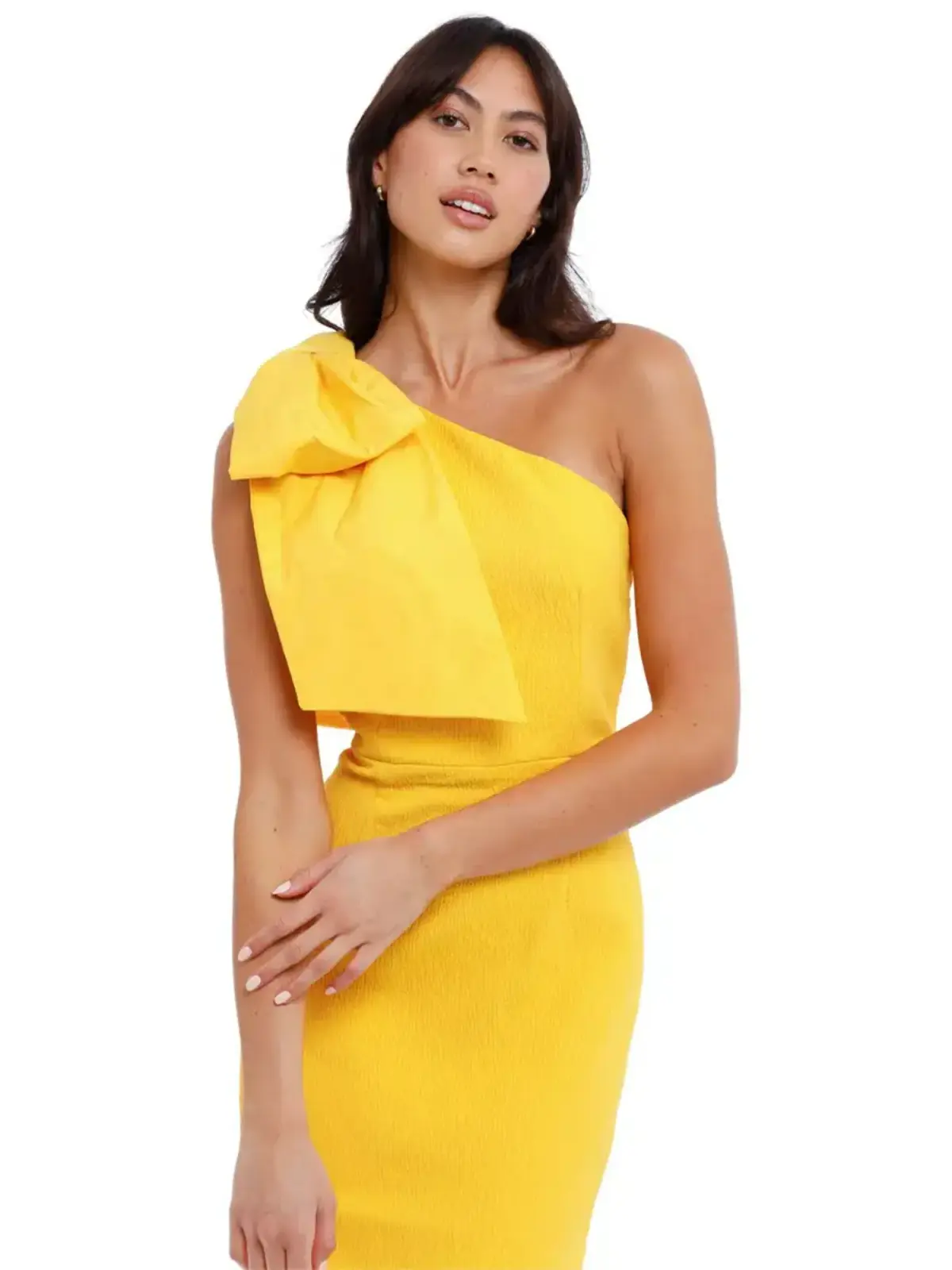 Rebecca Vallance Calla One Shoulder Midi Dress in Yellow Size AU 14 - Image 2