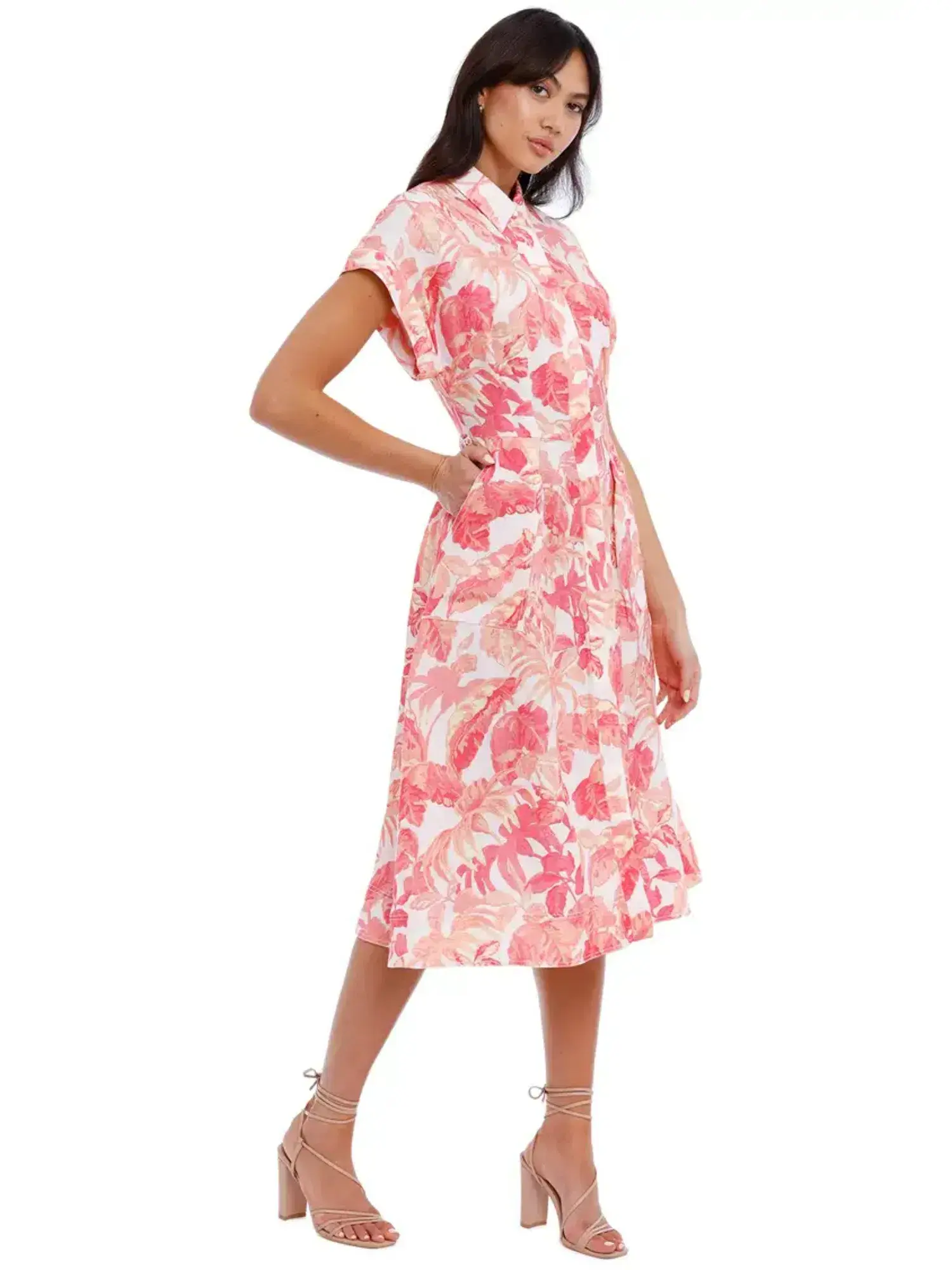Rebecca Vallance Tropicale Midi Dress in Pink Size AU 6 - Image 1