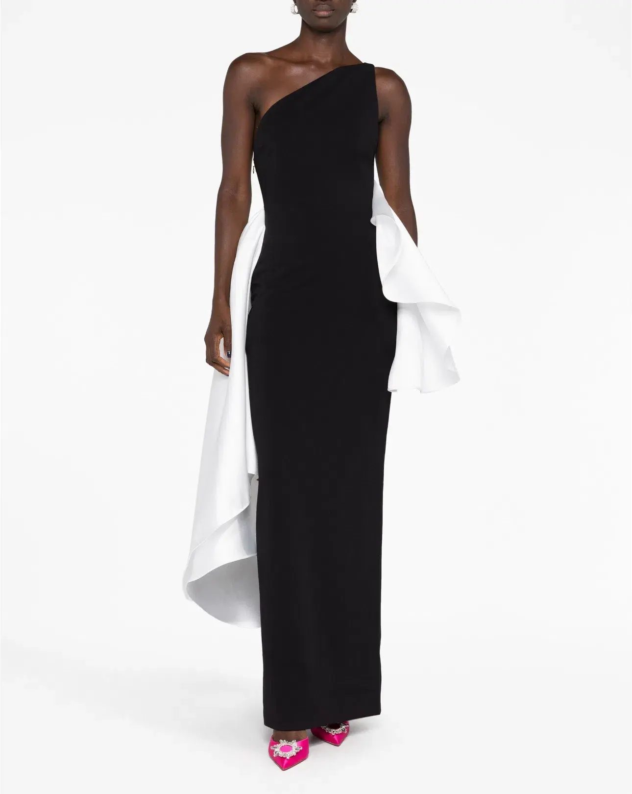 Solace London The Calla One Shoulder Dress Black/Cream Size 12 - Image 1