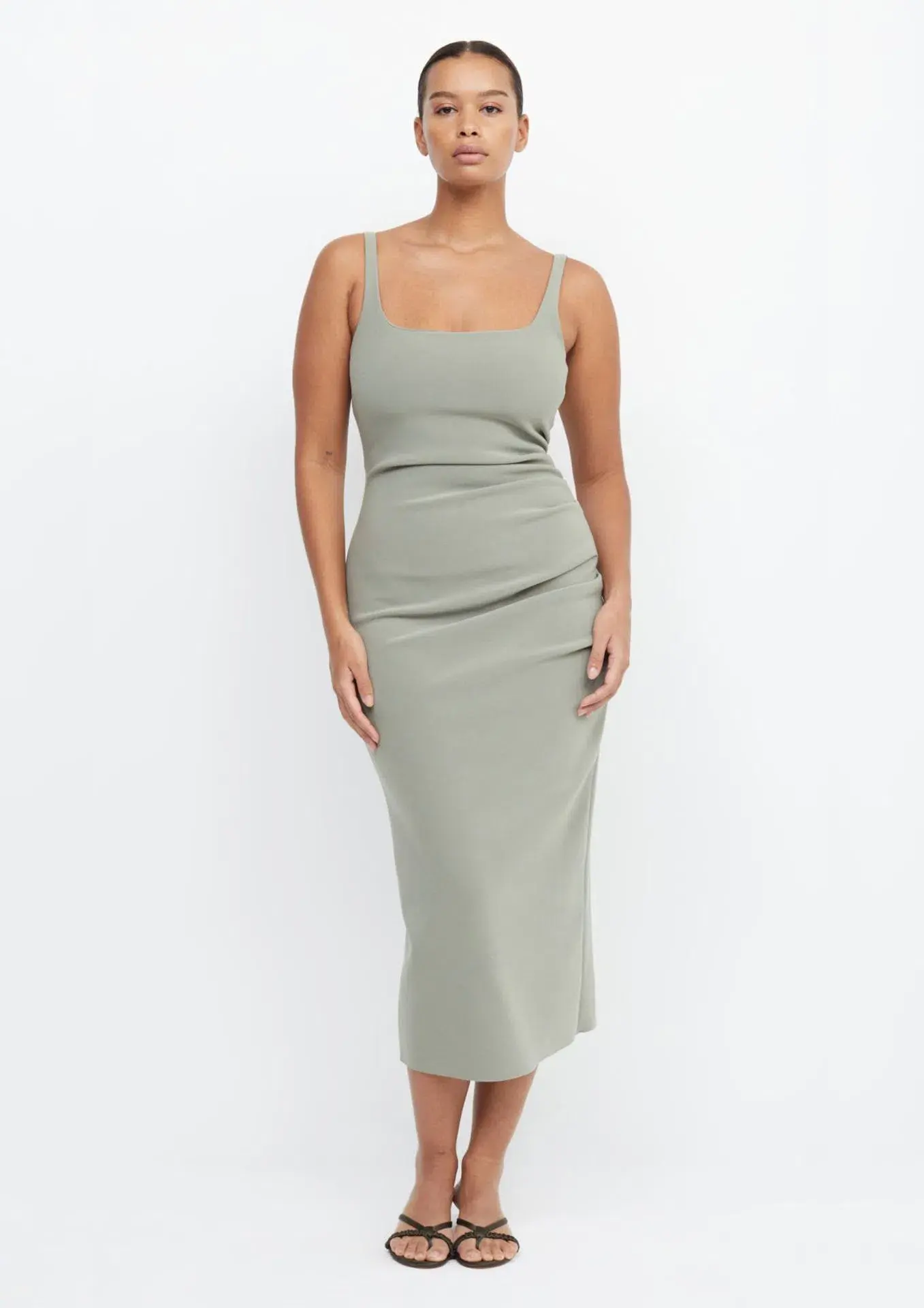 Bec & Bridge Be Mine Square Neck Midi Dress in Sage Size AU 10 - Image 1