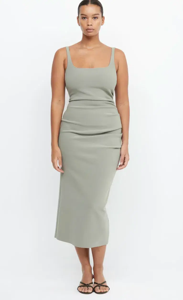 Bec & Bridge Be Mine Square Neck Midi Dress in Sage Size AU 10 - Image 2