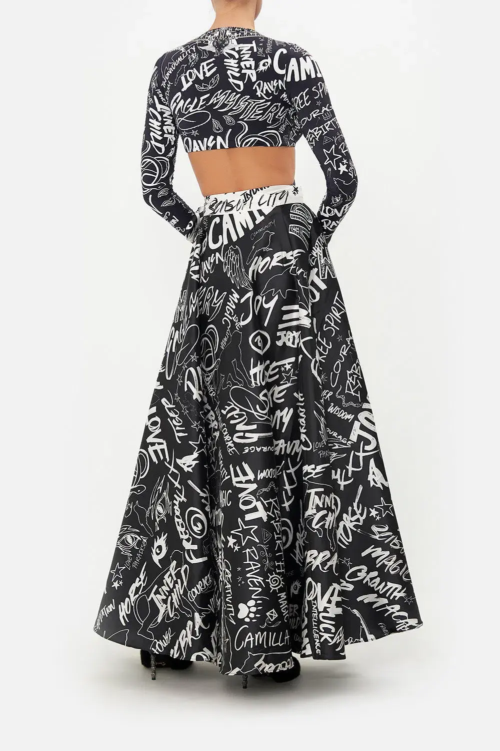 Camilla Maxi Wrap Skirt Spirit Scribble Print Size S / AU 10 for rent on The Volte - main image