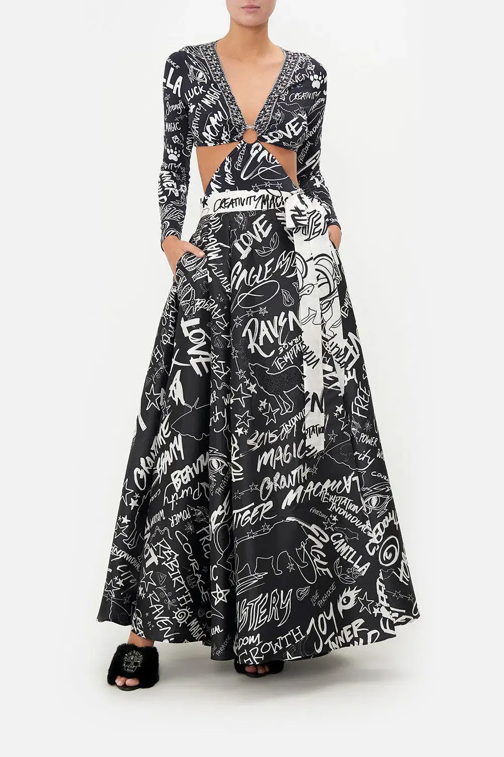 Camilla Maxi Wrap Skirt Spirit Scribble Print Size S / AU 10 for rent on The Volte - main image