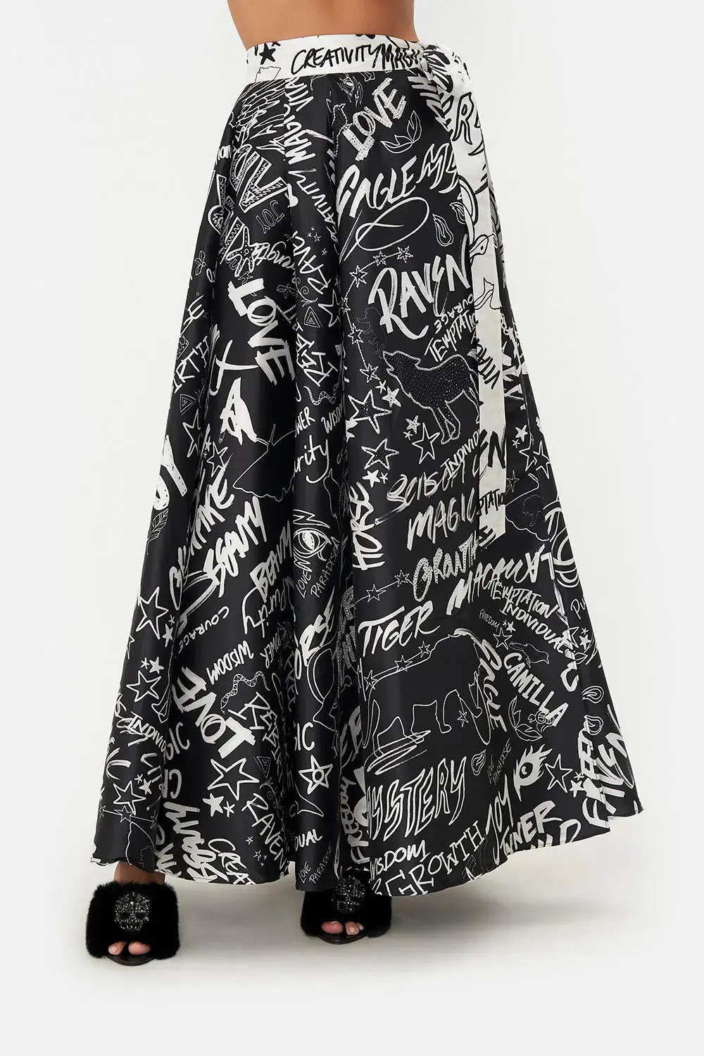 Camilla Maxi Wrap Skirt Spirit Scribble Print Size S / AU 10 for rent on The Volte - main image