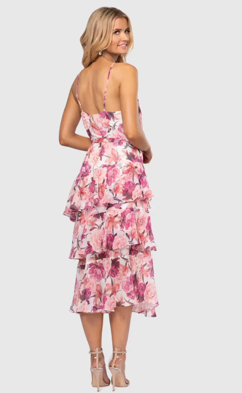 Pilgrim Bambi Midi Dress Pink Floral Size 8 - Image 3