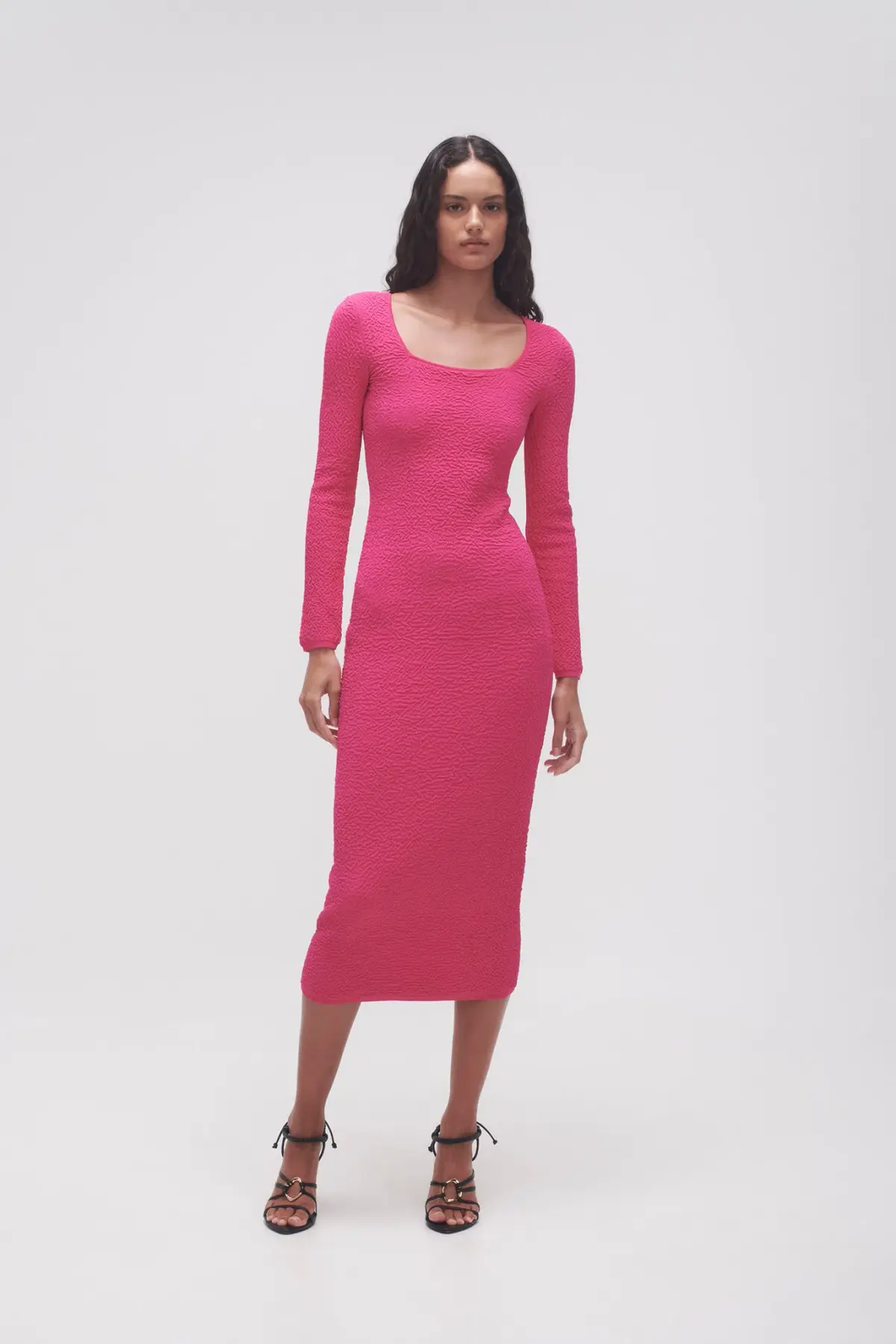 Aje Echo Bubble Body Midi Dress Hot Pink Size S / AU 8 - Image 1