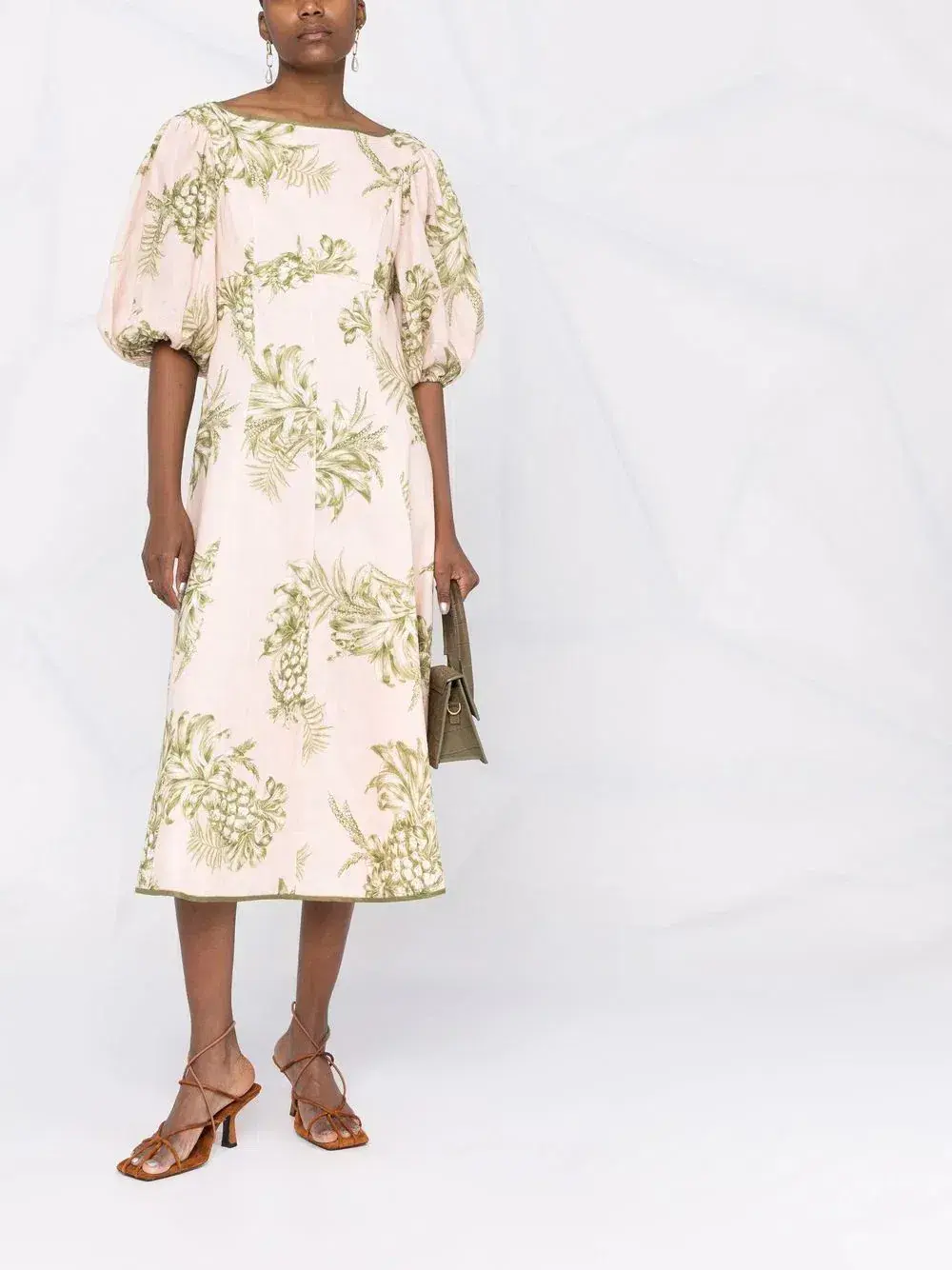Zimmermann Empire Linen Midi Dress in Floral Print Size 1 / AU 10 for rent on The Volte - main image