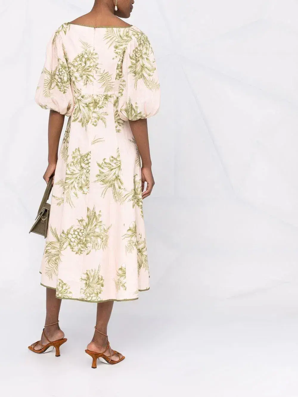 Zimmermann Empire Linen Midi Dress in Floral Print Size 1 / AU 10 - Image 2