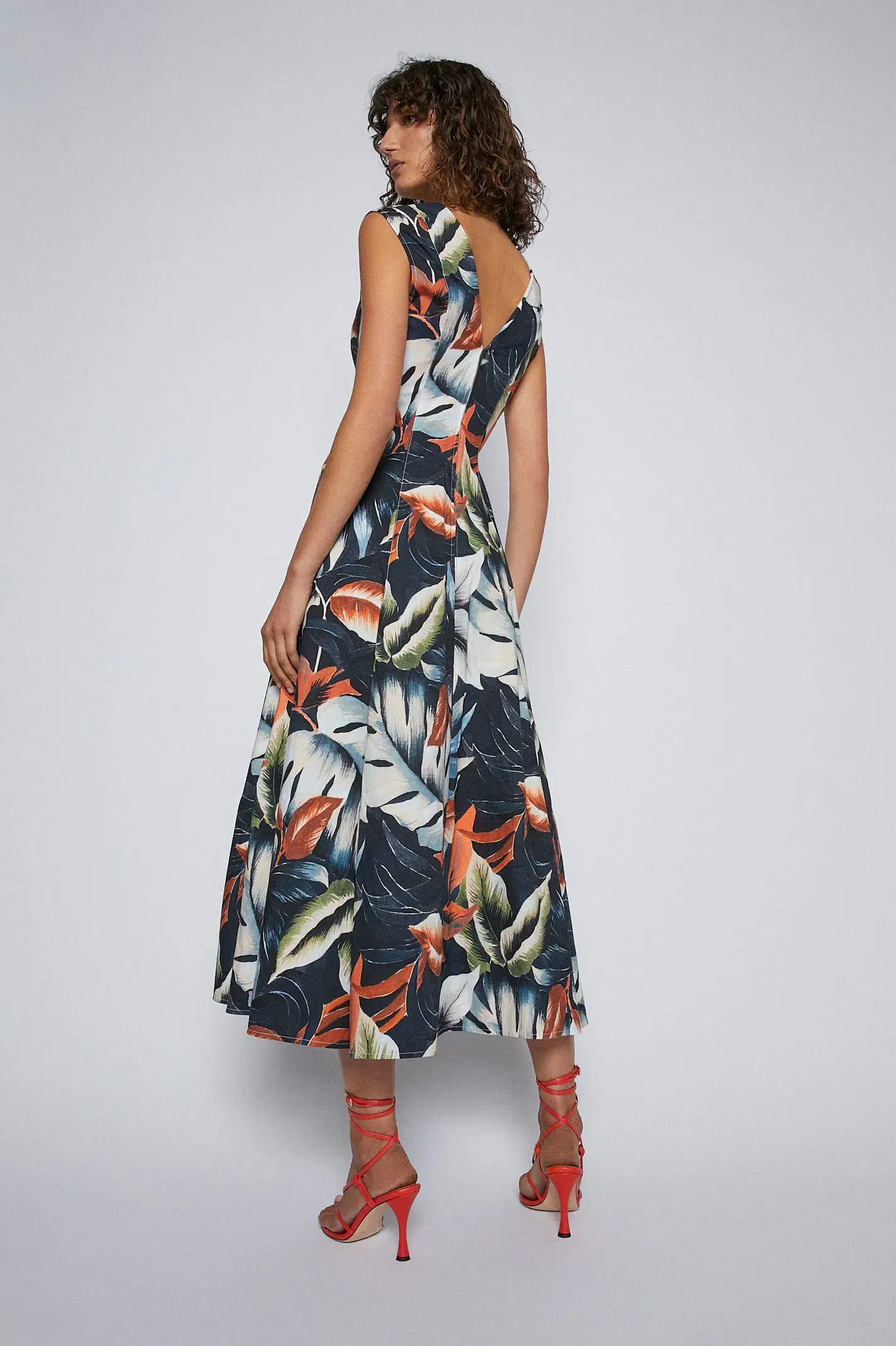 Scanlan Theodore Tropical Print Midi Dress Sienna Size 10 - Image 3