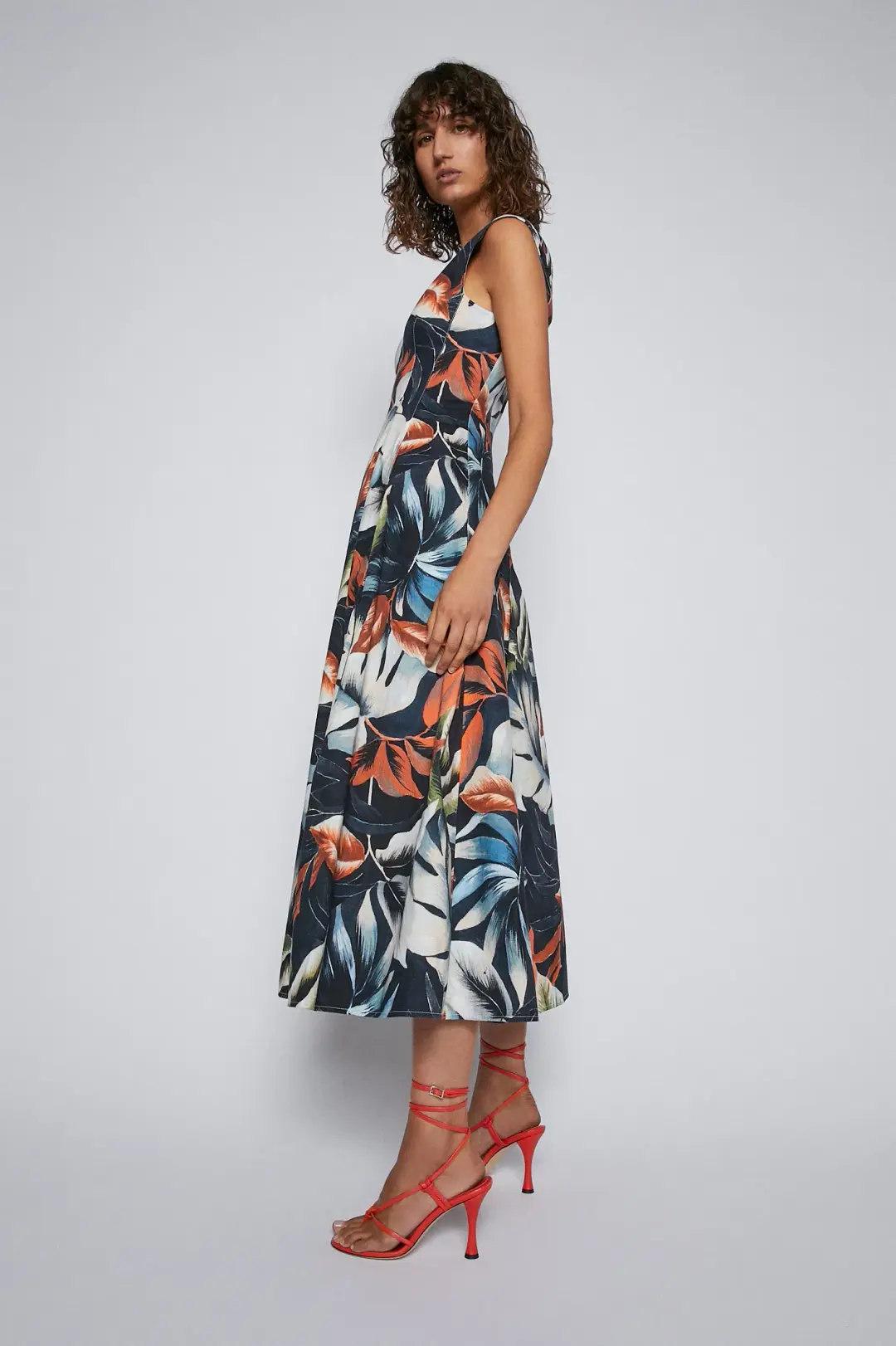 Scanlan Theodore Tropical Print Midi Dress Sienna Size 10 for rent on The Volte - main image