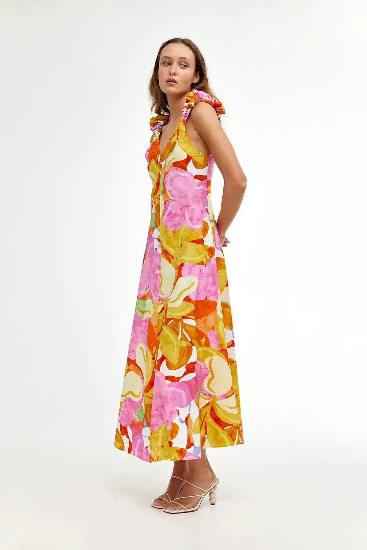 Kinney Paloma Midi Dress Capri Abstract Size S / AU 8 - Image 5