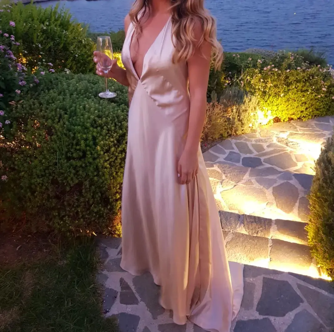 Michael Lo Sordo Alexandra Silk Dress Pink Champagne Size 8  for rent on The Volte - main image