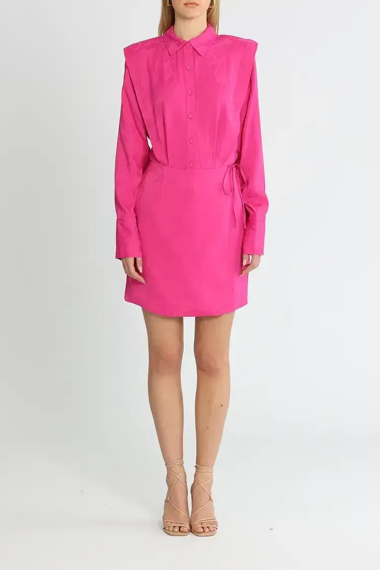 Rebecca Vallance Theresa Shirt Mini Dress Pink Size 14 - Image 1
