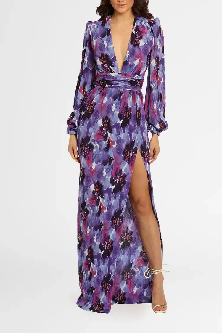 Rebecca Vallance Purple Rain Gown Floral Size 10 - Image 1