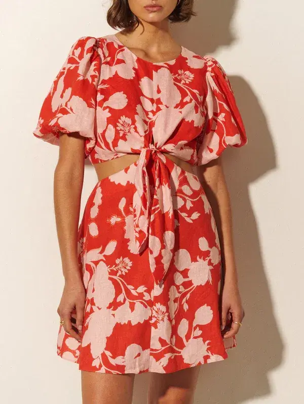Kivari Delfina Cut Out Mini Dress Floral Size 10 - Image 2