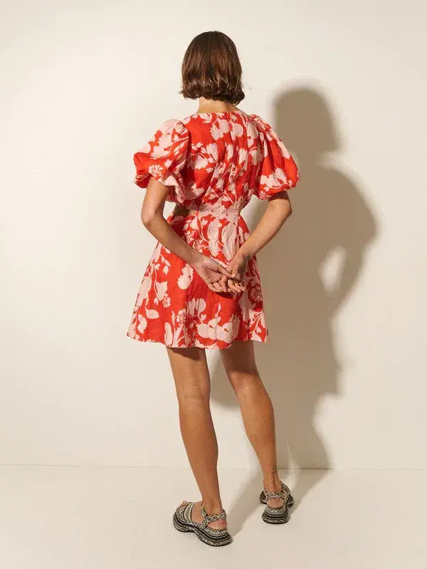 Kivari Delfina Cut Out Mini Dress Floral Size 10 - Image 3