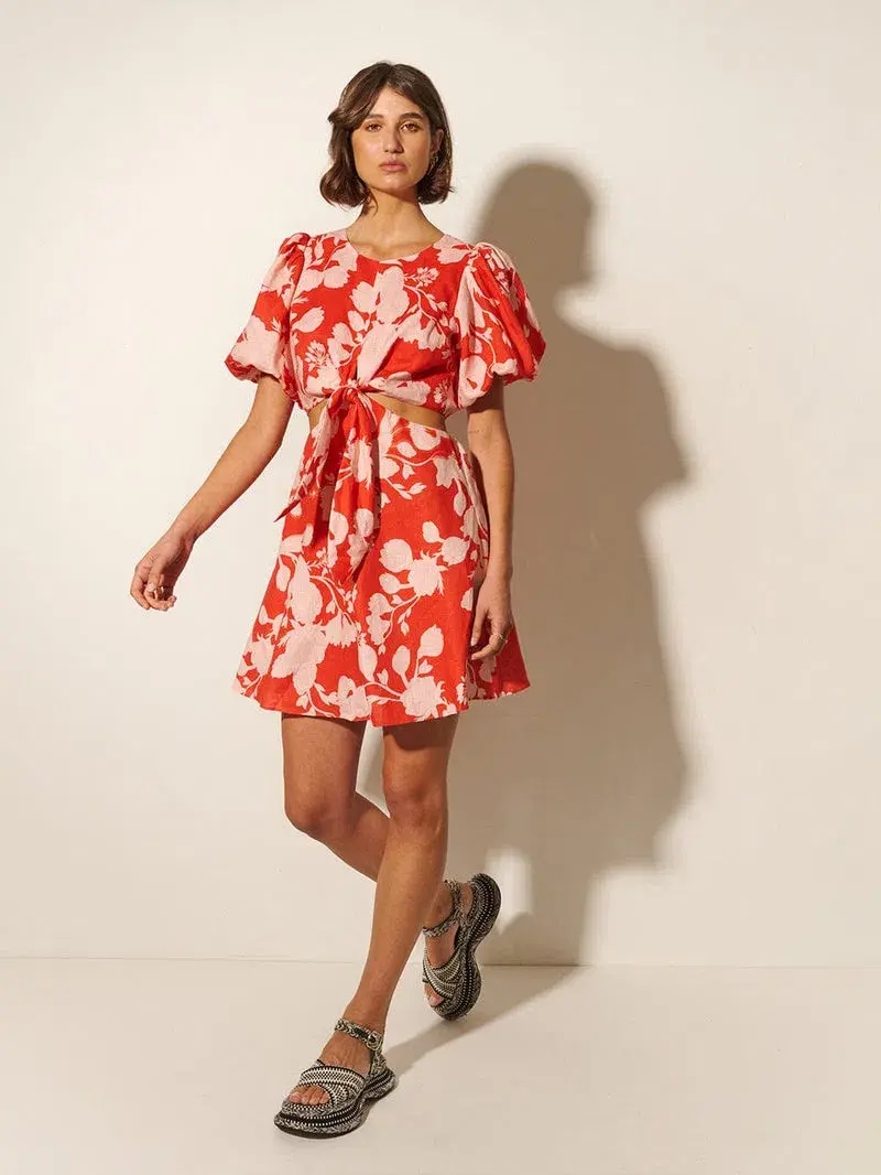 Kivari Delfina Cut Out Mini Dress Floral Size 10 - Image 1