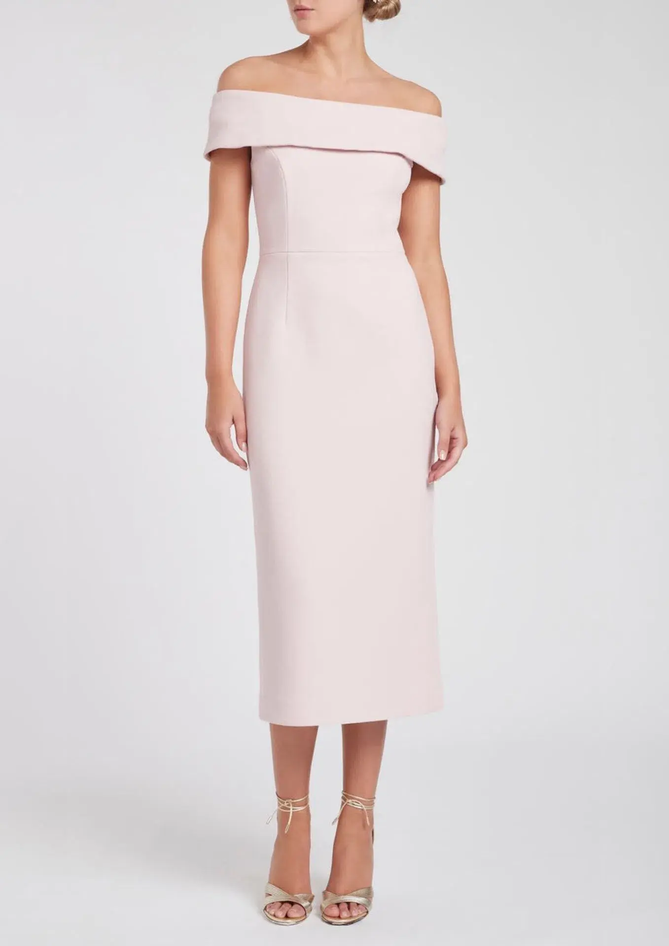 Rebecca Vallance Amore Off The Shoulder Midi Dress Pink Size 6 - Image 1