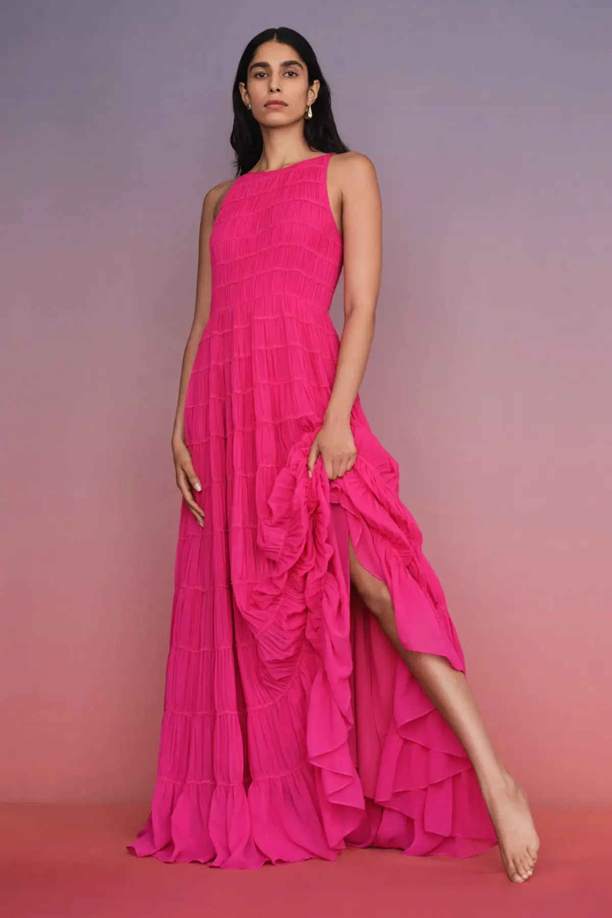 Aje Rosewood Ruched Maxi Dress Magenta Size 6  - Image 2
