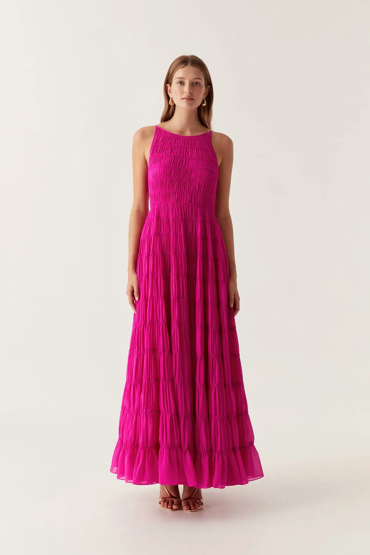 Aje Rosewood Ruched Maxi Dress Magenta Size 6  - Image 1