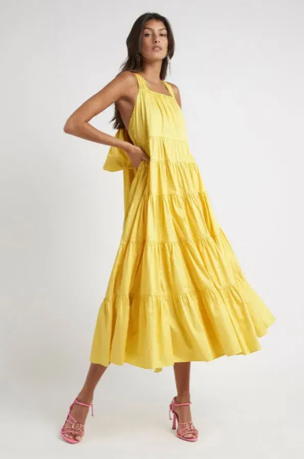 Aje Solstice Tiered Maxi Dress Yellow Size 10 - Image 2