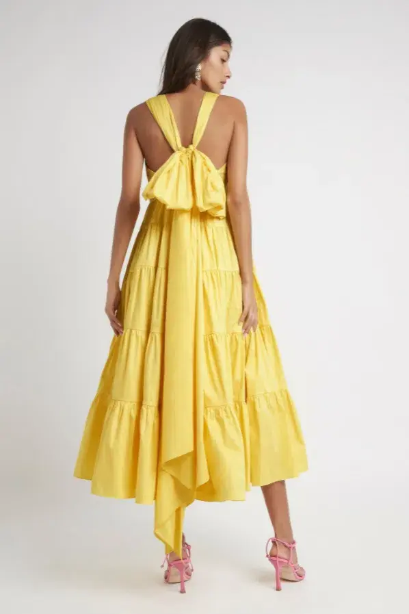 Aje Solstice Tiered Maxi Dress Yellow Size 10 - Image 4