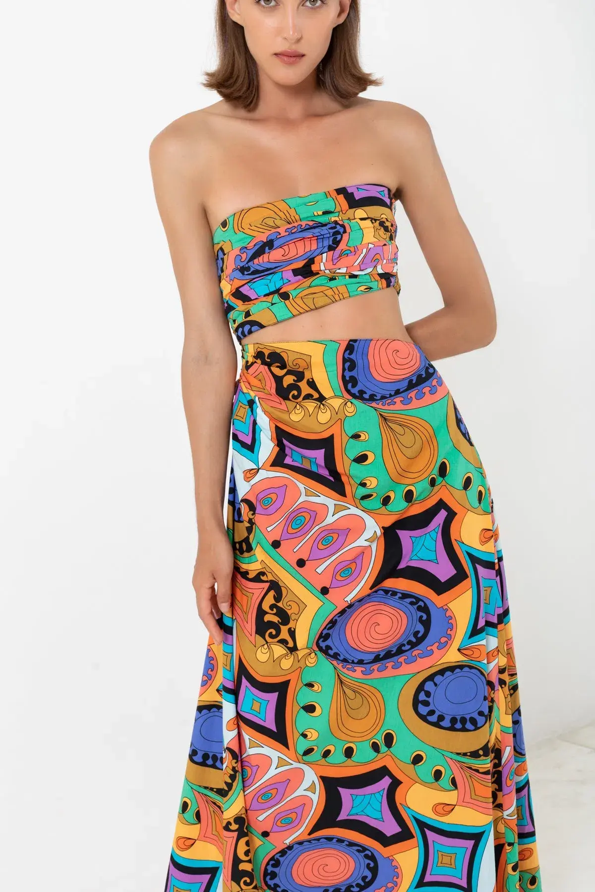 S/W/F Boutique Murano Asymmetrical Cut Out Maxi Dress Multi Size 6 / XS - Image 2