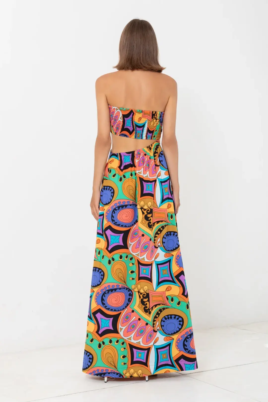 S/W/F Boutique Murano Asymmetrical Cut Out Maxi Dress Multi Size 6 / XS for rent on The Volte - main image