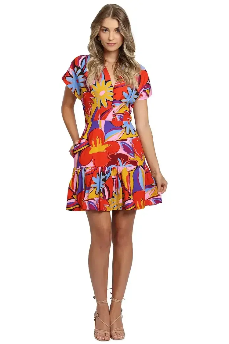 Rebecca Vallance Positano Mini Dress Multi Floral Size 10 - Image 1