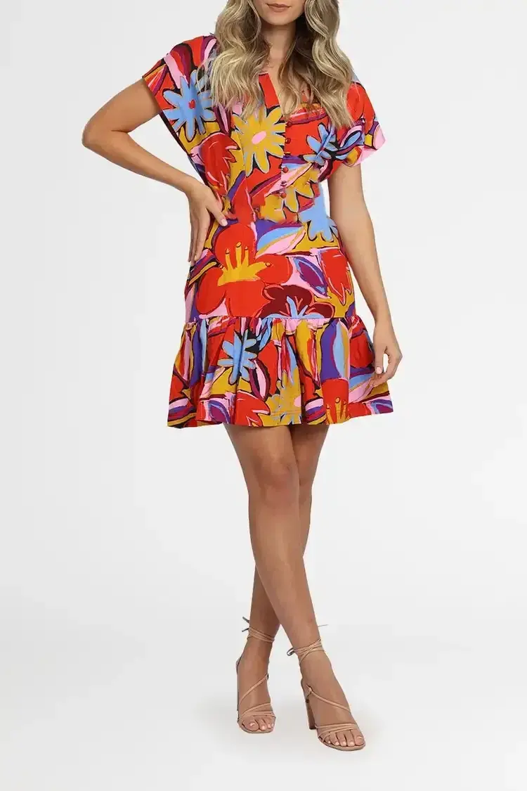 Rebecca Vallance Positano Mini Dress Multi Floral Size 12 - Image 2