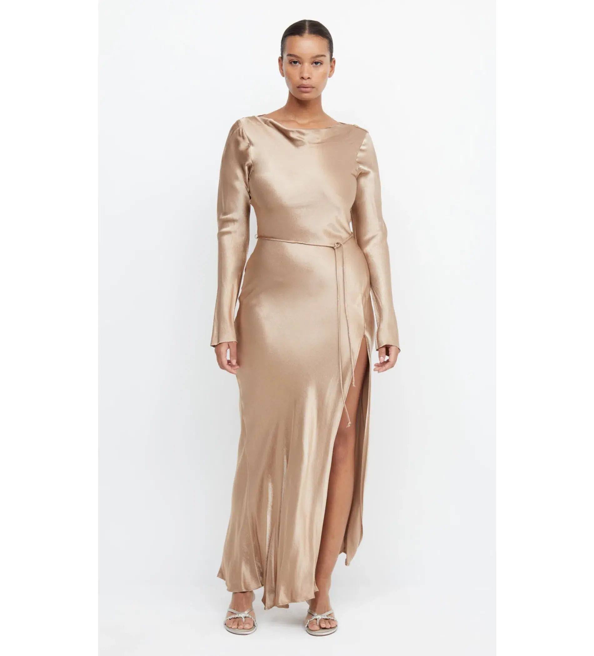 Bec & Bridge Moon Dance Long Sleeve Maxi Dress Golden Size 8  - Image 4