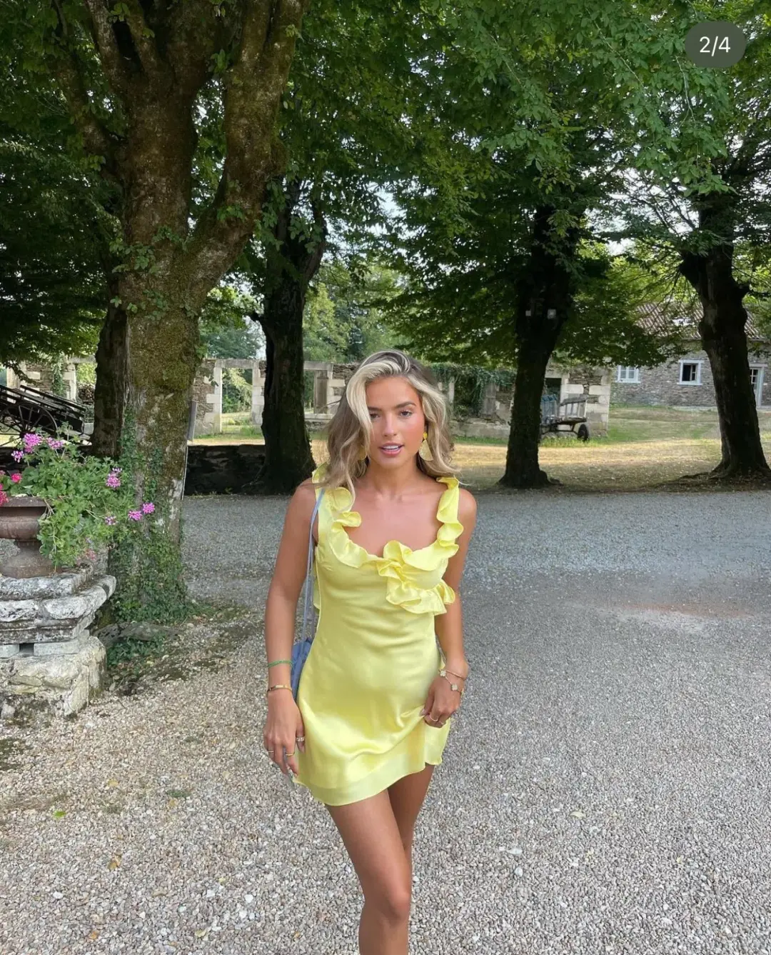 House of CB Tink Satin Ruffle Mini Dress Buttercup Size M/AU 10  for rent on The Volte - main image