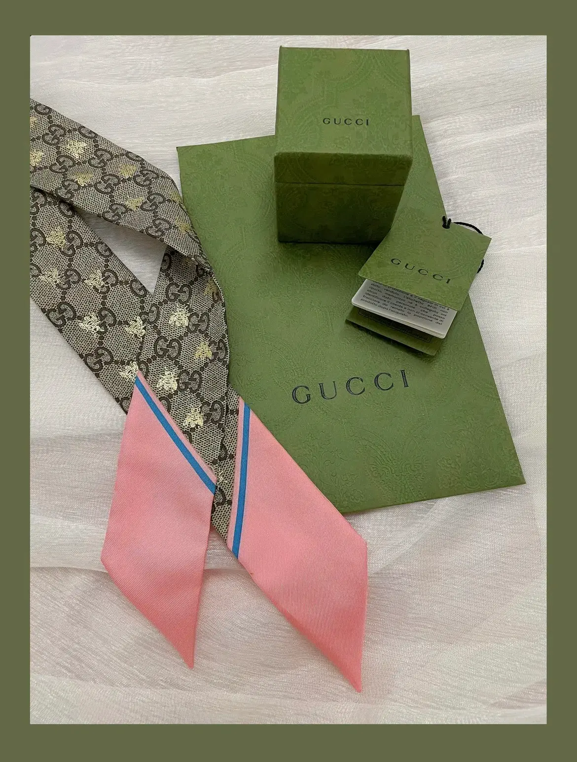 Gucci Silk Neck Bow GG Bees One Size - Image 3