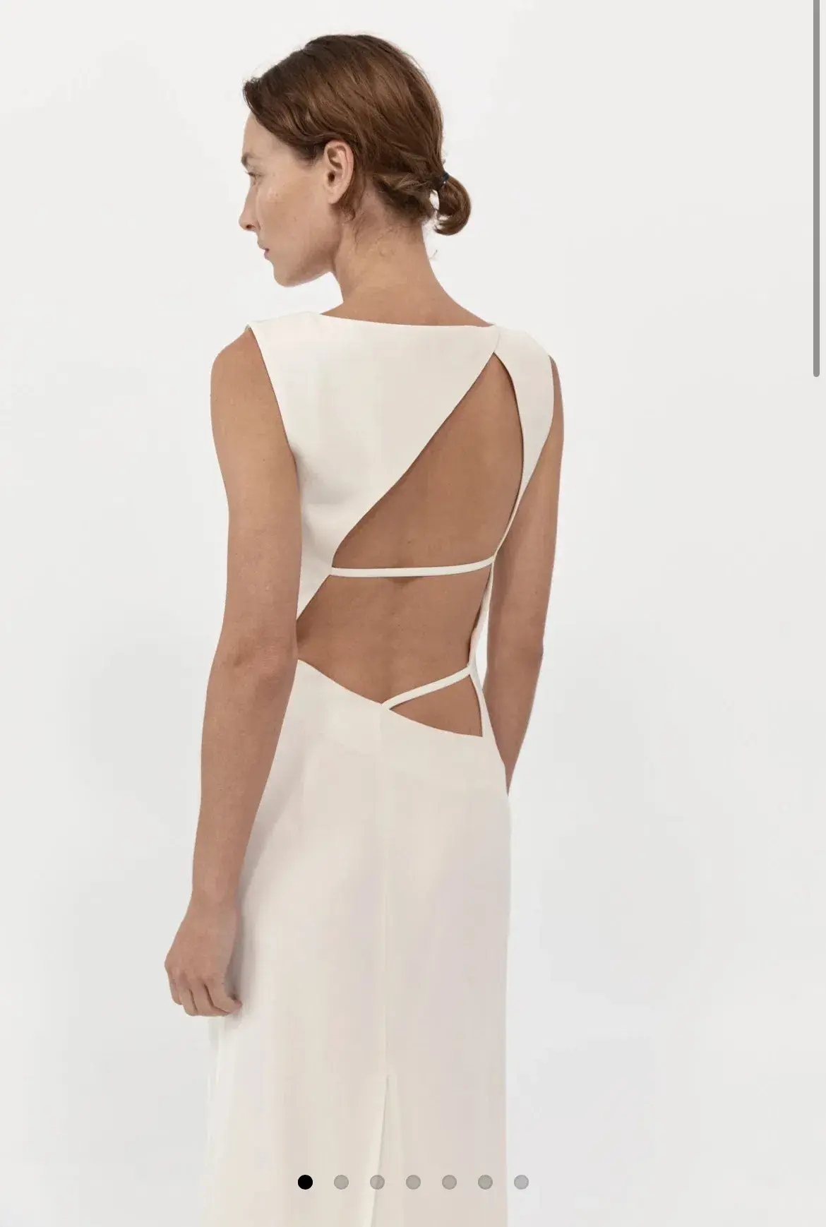 St Agni Cut Out Midi Dress Cool White Size S/AU 8 - Image 3