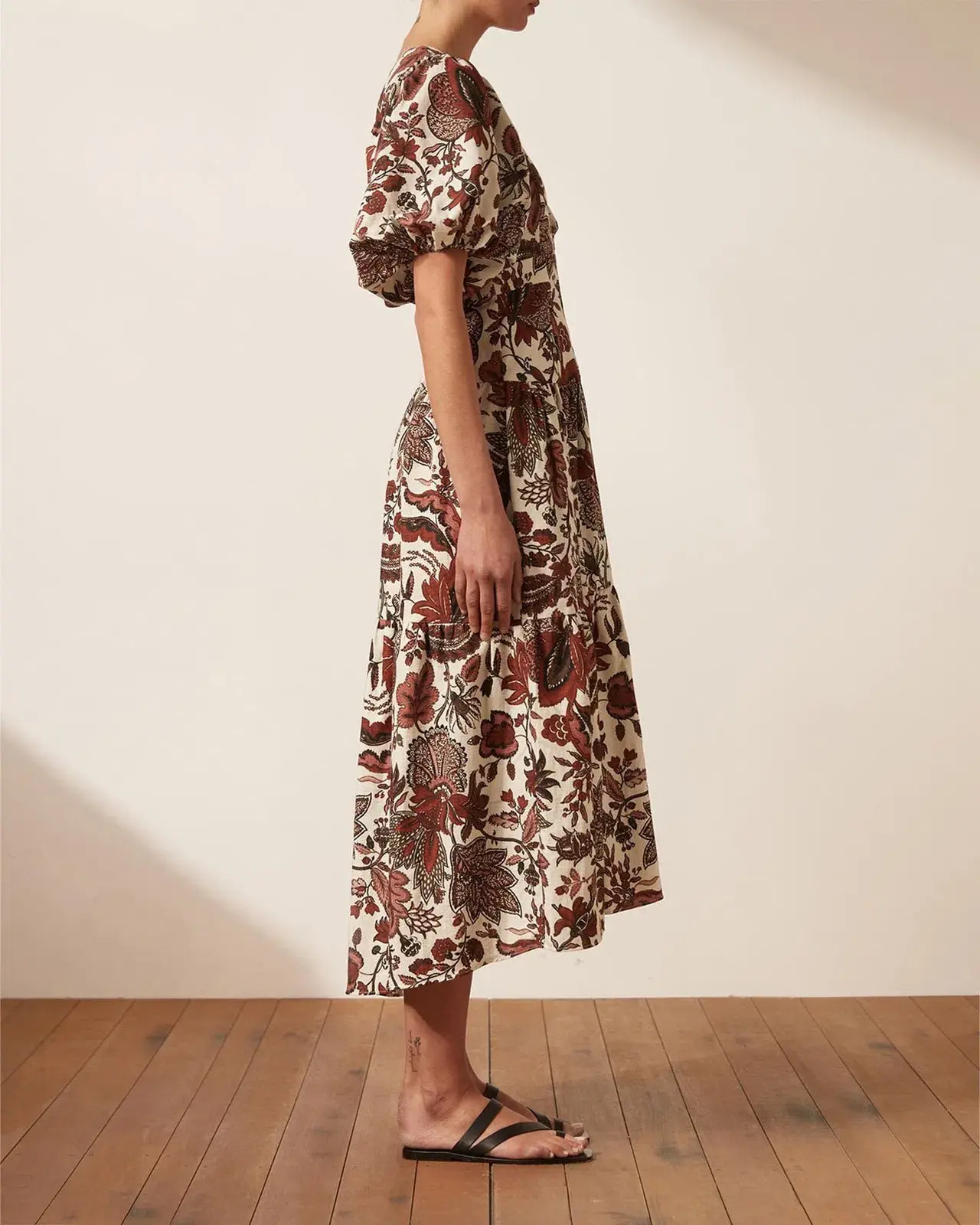 Shona Joy Catalina Plunged Short Sleeve Midi Dress Print Size 10 - Image 4