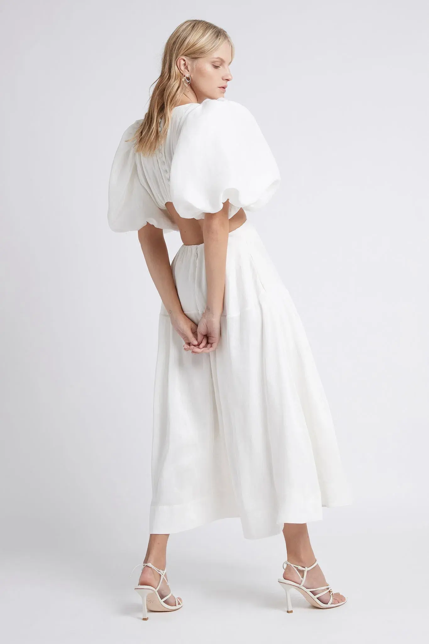 AJE Vanades Cut Out Ring Midi Dress Ivory Size 6 - Image 2
