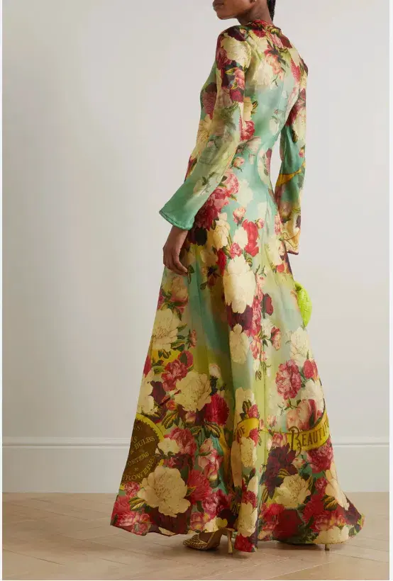Zimmermann Wonderland Bias Silk Maxi Dress Peony Garden Floral Size 0P / AU 6 - Image 4