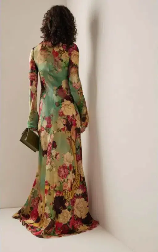 Zimmermann Wonderland Bias Silk Maxi Dress Peony Garden Floral Size 0P / AU 6 - Image 2