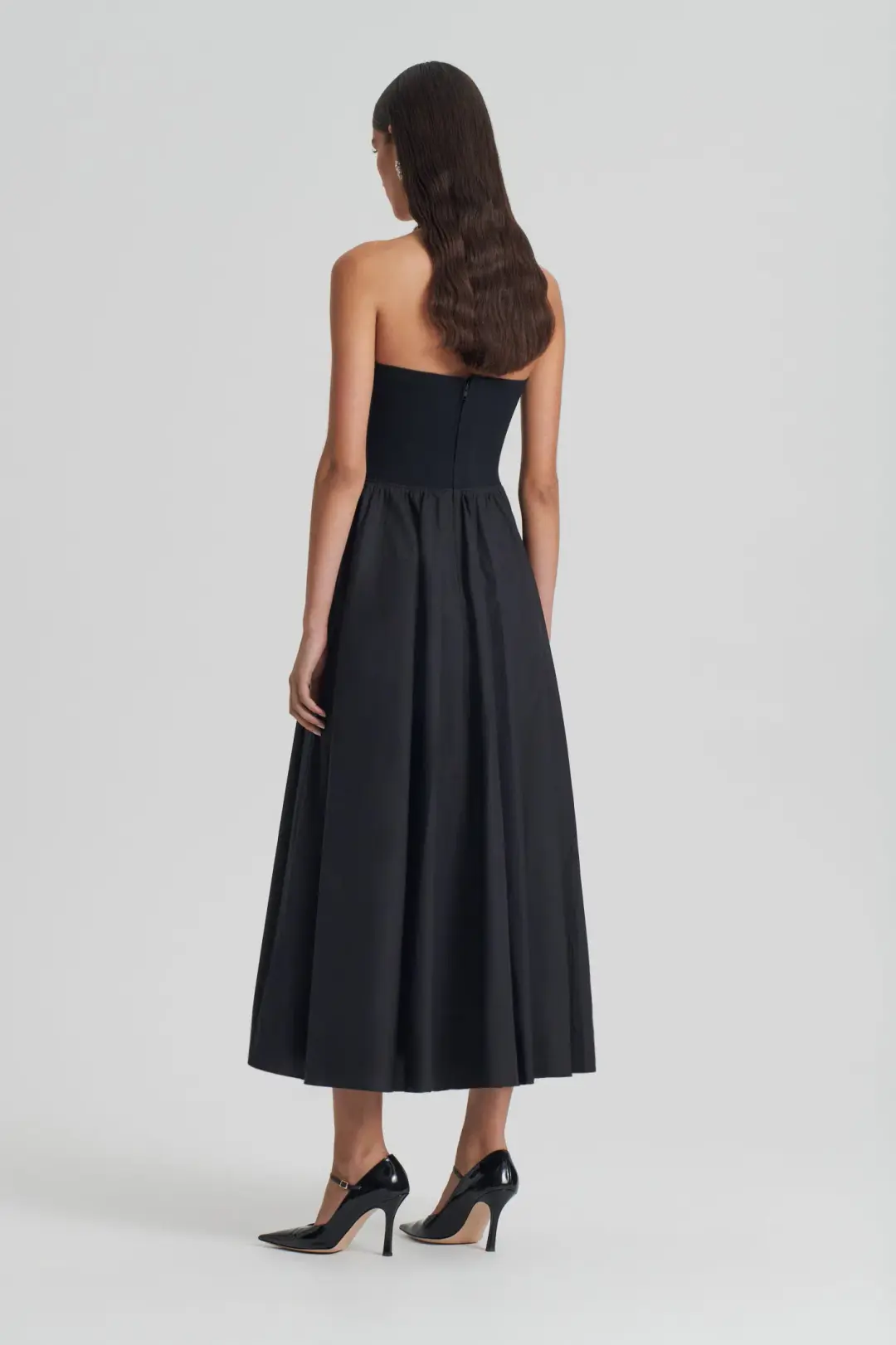Scanlan Theodore Crepe Knit Cotton Strapless Dress Black Size AU 8 for rent on The Volte - main image