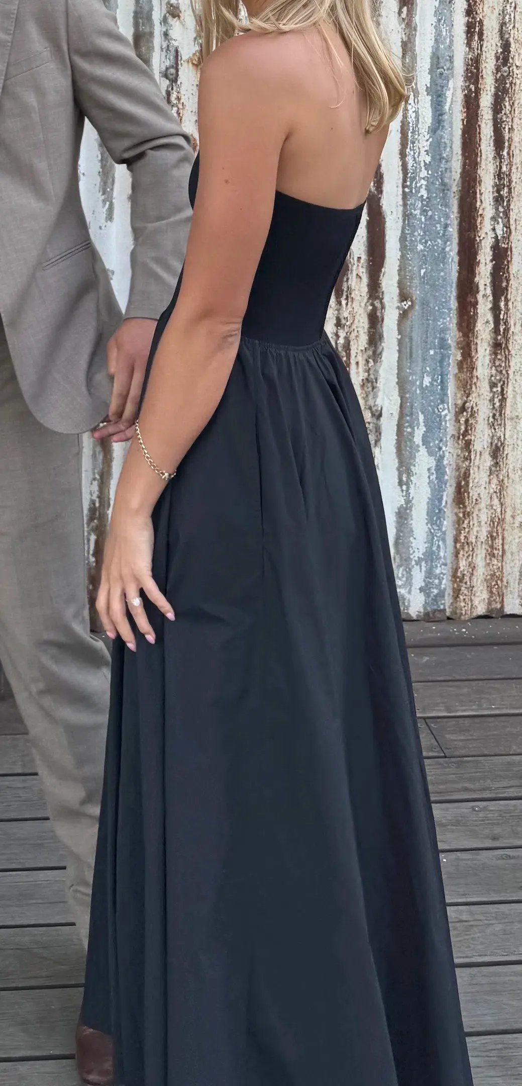 Scanlan Theodore Crepe Knit Cotton Strapless Dress Black Size AU 8 - Image 4