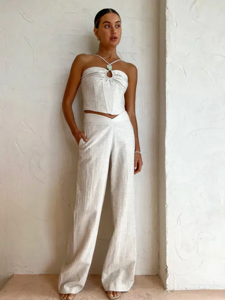 Viktoria and Woods Delta Bustier and Parsons Trouser Set Natural Size 00/0 (AU 4-6) for rent on The Volte - main image