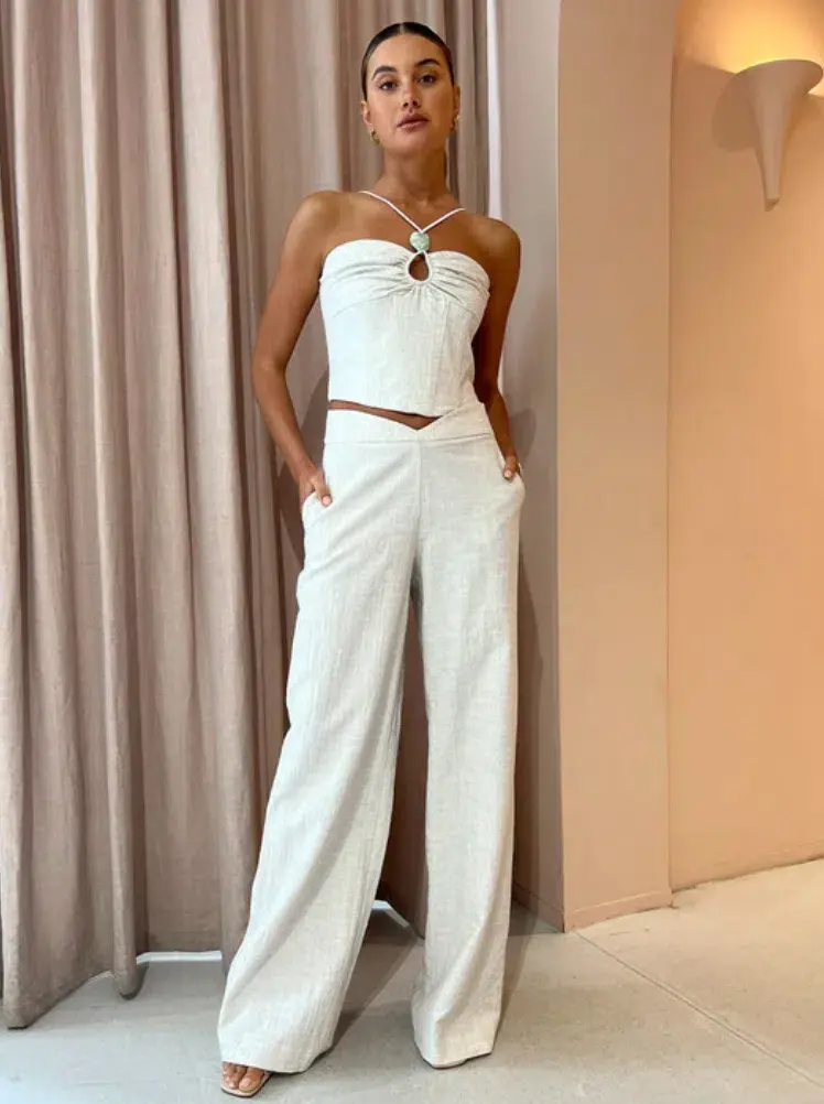 Viktoria and Woods Delta Bustier and Parsons Trouser Set Natural Size 00/0 (AU 4-6) for rent on The Volte - main image