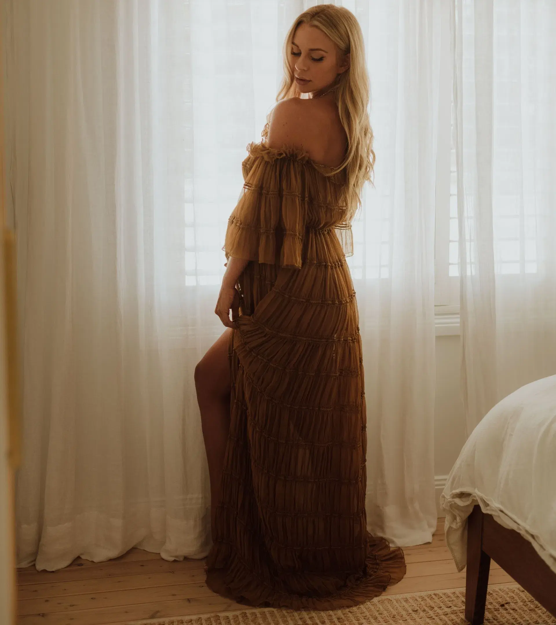 We Are Reclamation Chiffon Delight Gown in Caramel Size 16 - Image 2