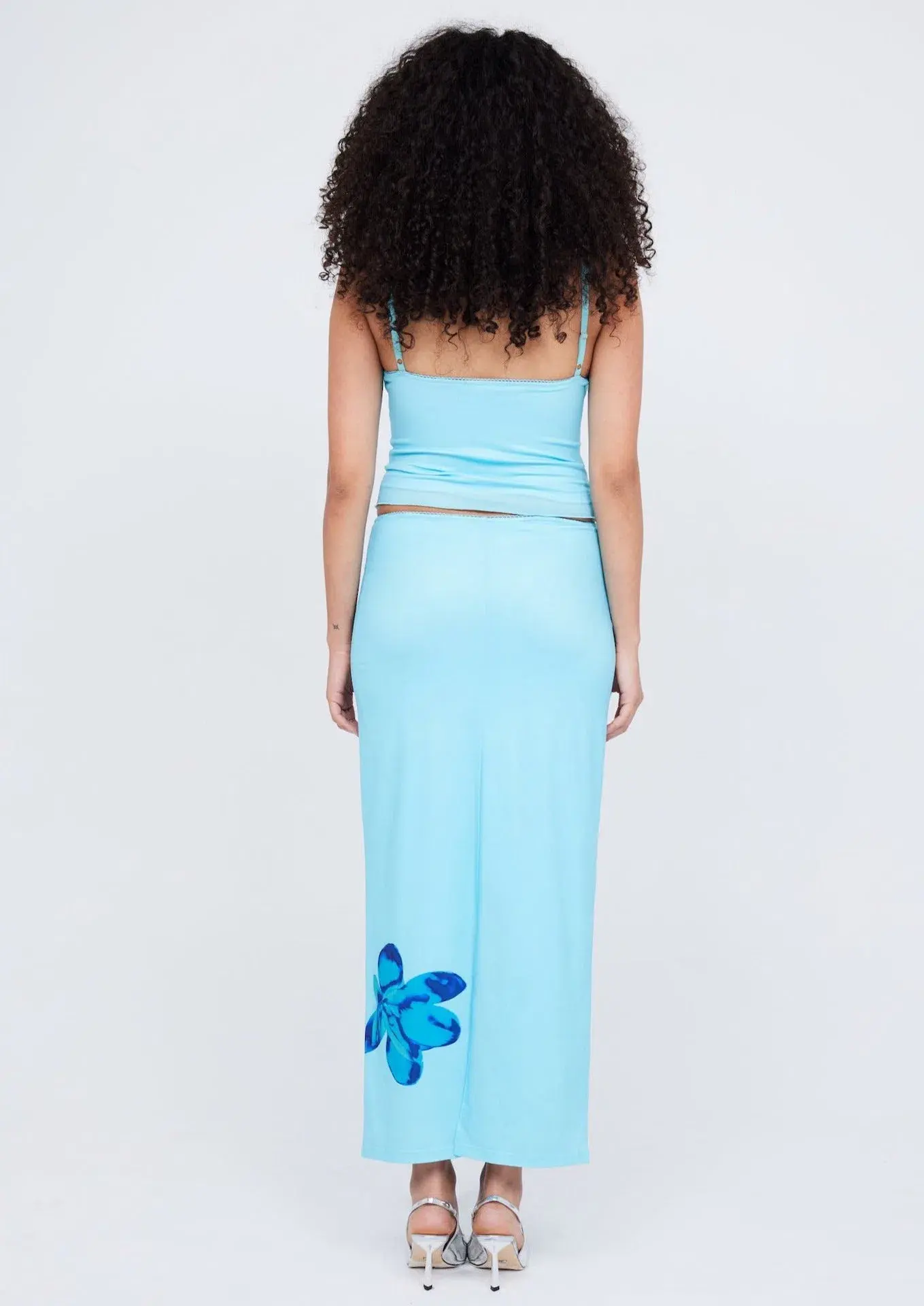 Benni Paradise Cami Top Size 8 & Slip Skirt Size 12 Set Flower Bomb Blue - Image 3