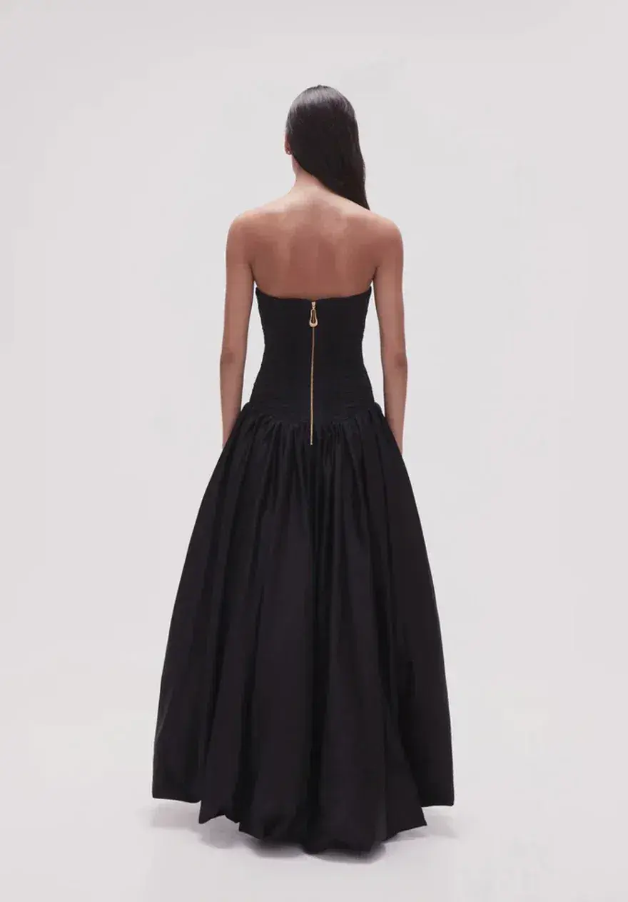 Aje Violette Bubble Hem Maxi Dress Black Size 8  for rent on The Volte - main image
