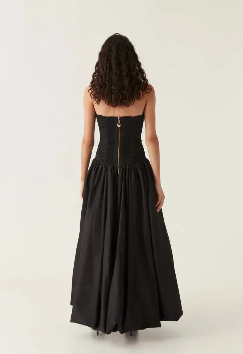 Aje Violette Bubble Hem Maxi Dress Black Size 10  for rent on The Volte - main image