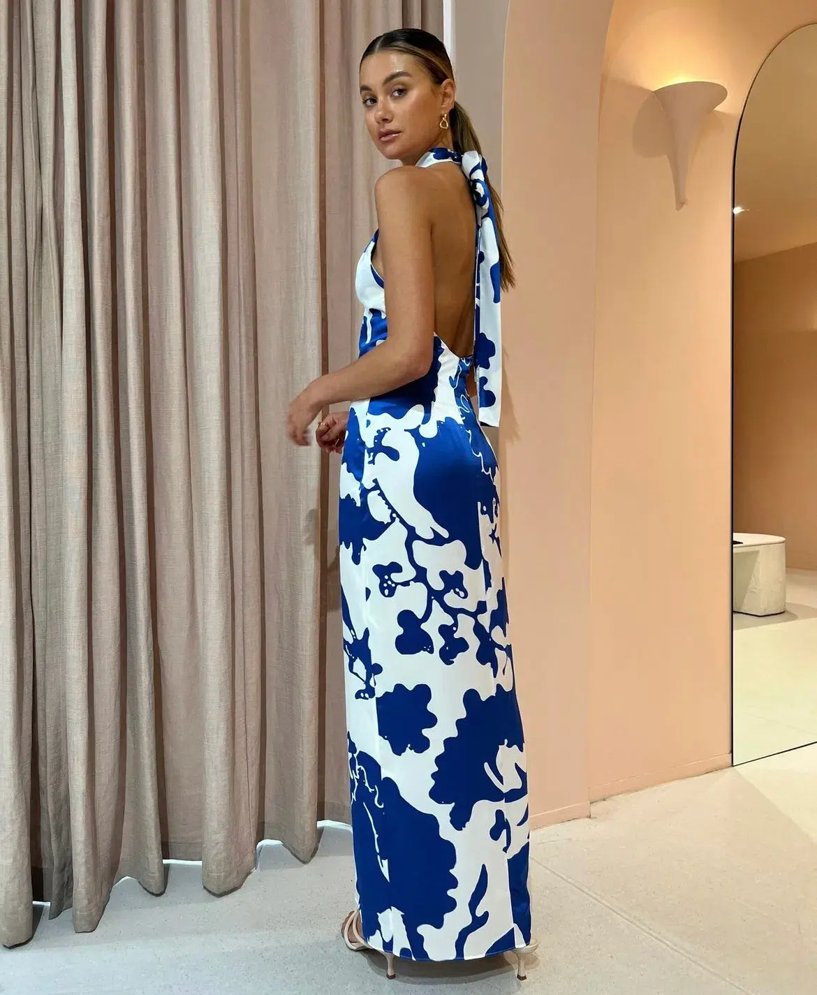 Sir The Label Esme Halter Dress Merce Abstract Print Size 8 - Image 3