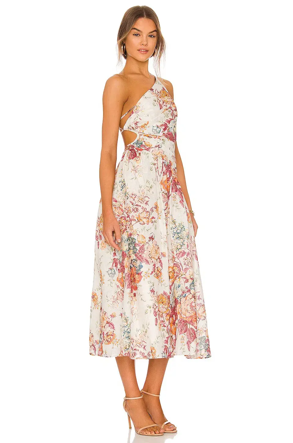 Zimmermann Pattie Cutout Open Back Linen Midi Dress in Cream Floral Size 0 - Image 2