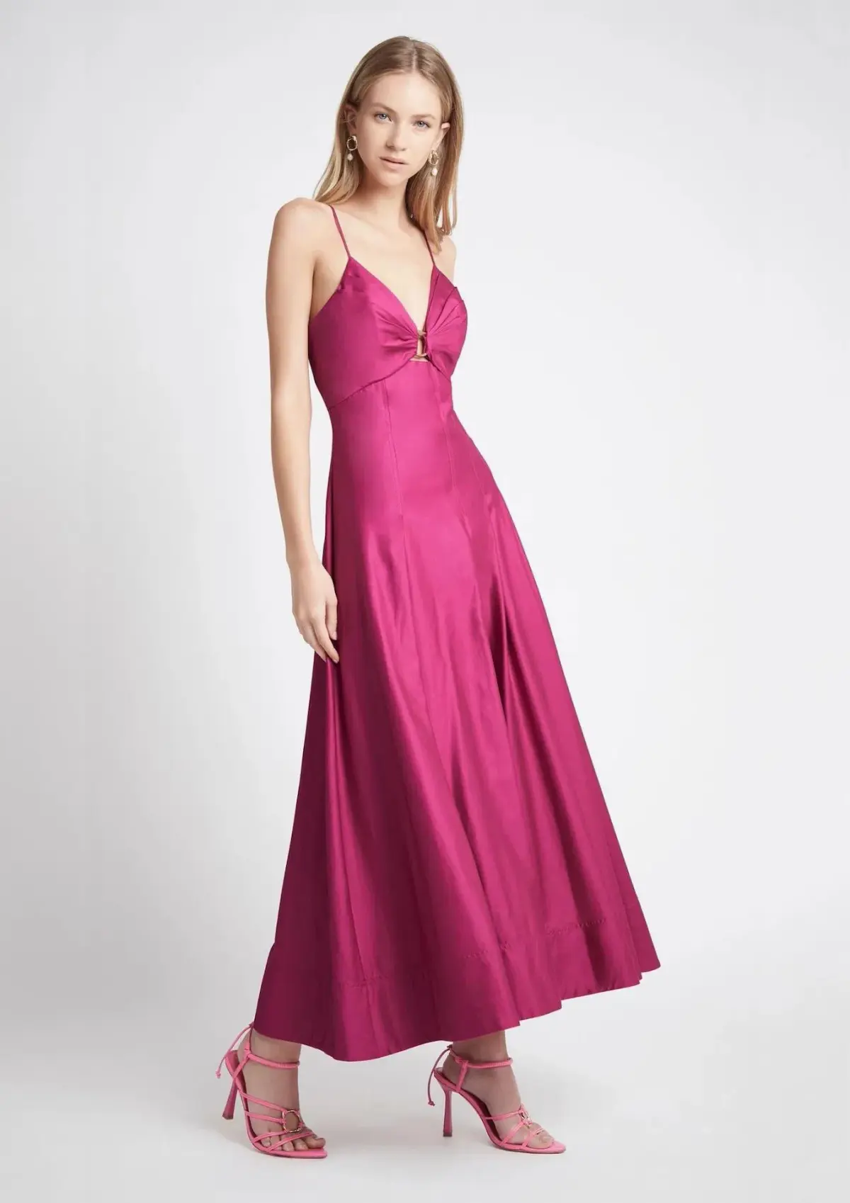 Aje Solstice Strappy Ring Midi Dress Fuchsia Pink Size 10 - Image 1
